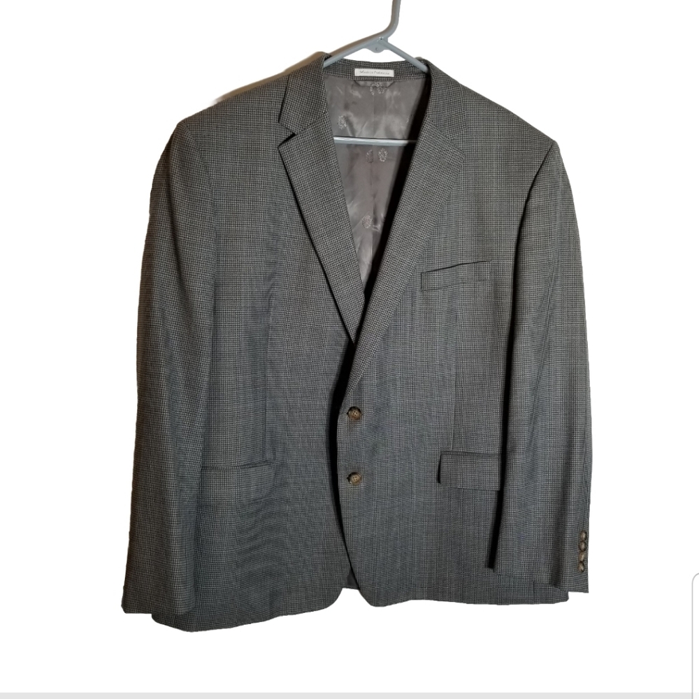 Lauren Ralph Lauren Blazer 50R Gray Houndstooth Wool Blend Jacket Two Button
